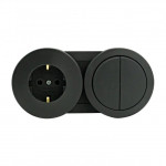 Выключатель 2-клавишный +роз с/с с крышкой xOne IP54 антрацит (406-250000-925)