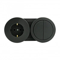 Выключатель 2-клавишный +роз с/с с крышкой xOne IP54 антрацит (406-250000-925)