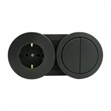 Выключатель 2-клавишный +роз с/с с крышкой xOne IP54 антрацит (406-250000-925)