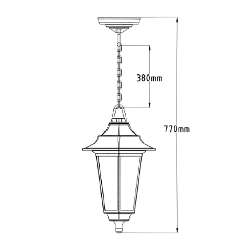 Светильник садово-парковый Е27 230V IP44 770мм. пластиковый подвесной черный BEGONYA-3 (400-010-118)
