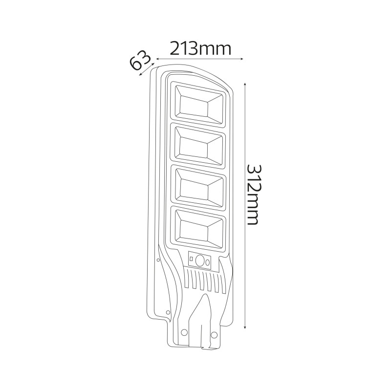 Светильник консольный с д/р. на солнечной панели GRAND-50 LED 50W 6400K 826Lm 3м черный 074-009-0050-020