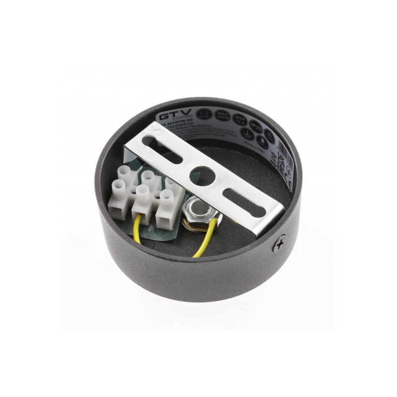 Кришка маскувальна для підвісних світильників з клемною колодкою та кабелем 80x28 мм чорна GTV AE-MA8028-00