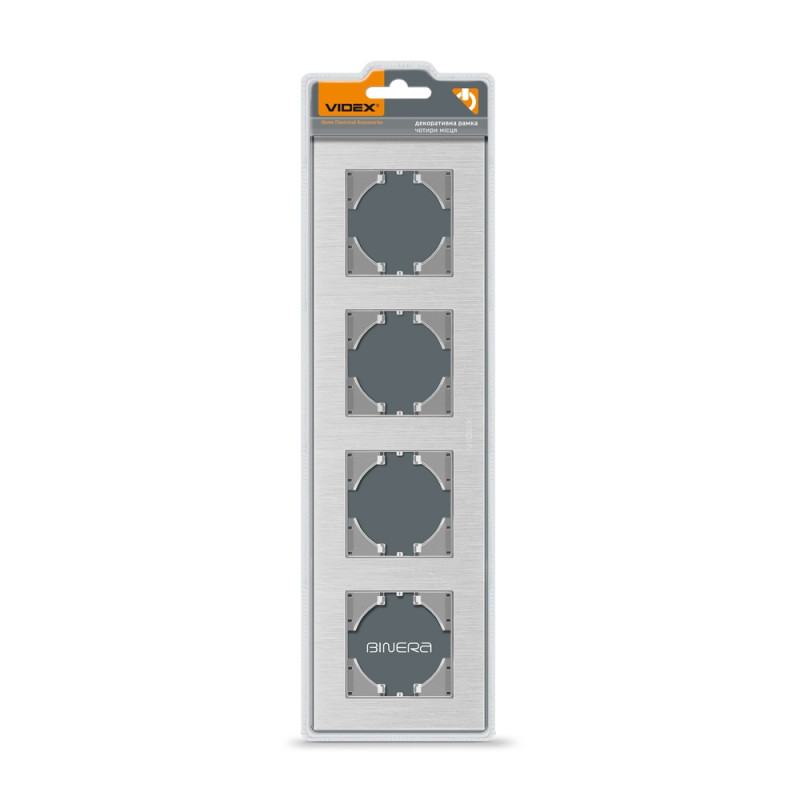 Рамка четверная горизонтальная VIDEX Binera серебристый алюминий (VF-BNFRA4H-SL)