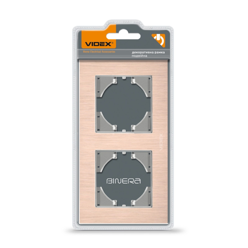 Рамка двойная горизонтальная VIDEX Binera медный алюминий (VF-BNFRA2H-CP)