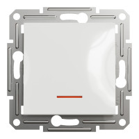 Переключатель одноклавишный с подсв. без рамки Asfora Schneider Electric белый EPH1570121