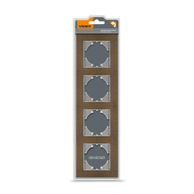 Рамка четверная горизонтальная VIDEX Binera шоколадный алюминий (VF-BNFRA4H-CH)
