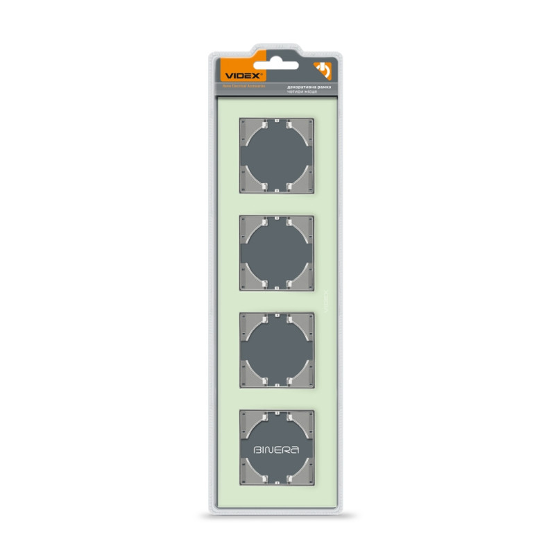 Рамка четвірна горизонтальна VIDEX Binera зелене скло (VF-BNFRG4H-GR)