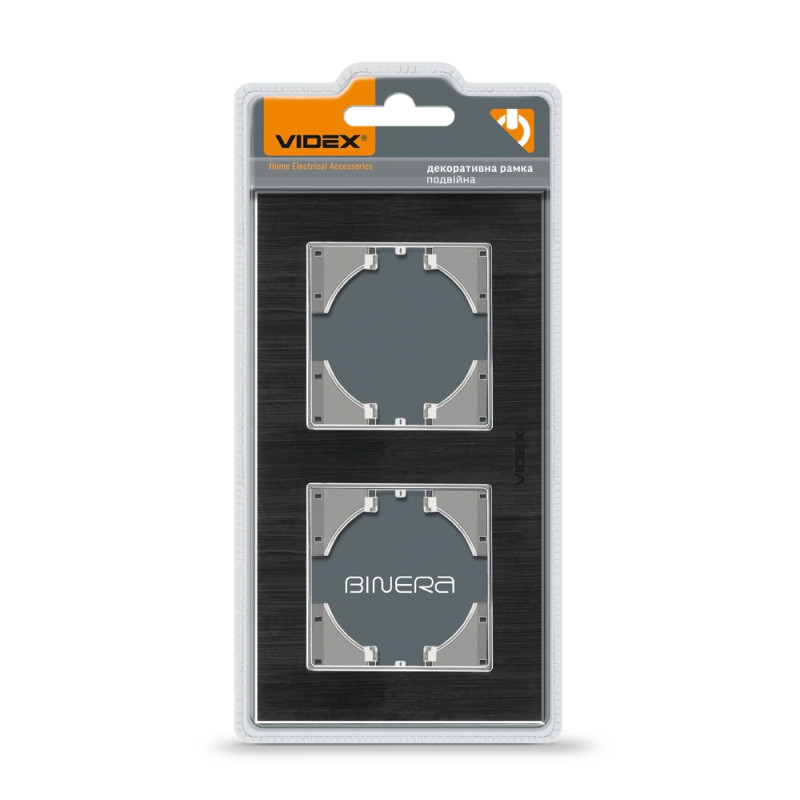 Рамка двойная горизонтальная VIDEX Binera черный алюминий (VF-BNFRA2H-B)