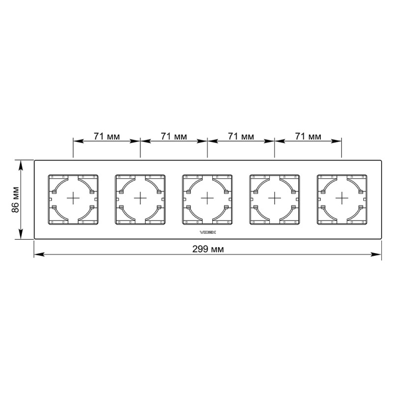 Рамка пятерная горизонтальная VIDEX Binera черный алюминий (VF-BNFRA5H-B)