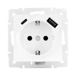 Розетка 1-я с/с +USB+TC Vesna Белый 742-0288-181TC