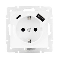 Розетка 1-я с/с +USB+TC Vesna Белый 742-0288-181TC