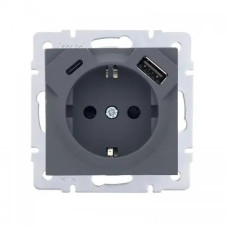Розетка 1-я с/с +USB+TC Vesna Серая 742-3588-181TC