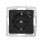 Розетка 1-на с/с +USB+TC Vesna черный 742-4288-181TC