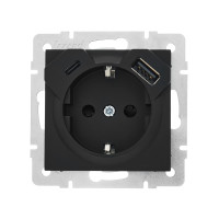 Розетка 1-на с/с +USB+TC Vesna черный 742-4288-181TC