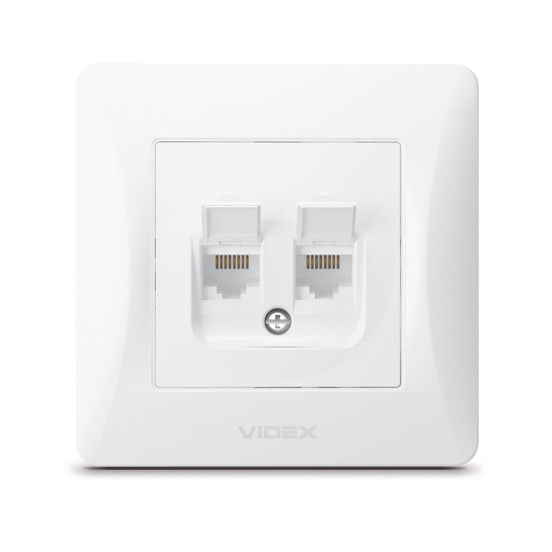 Розетка CAT6+CAT6 комп'ютерна подвійна VIDEX BINERA біла (VF-BNSK2PC6-W)