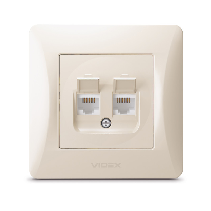 Розетка CAT6+CAT6 компьютерная двойная кремовая VIDEX BINERA (VF-BNSK2PC6-CR)