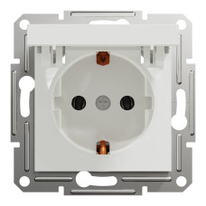 Розетка с заземлением и крышкой без рамки Asfora Schneider Electric белая EPH3170121