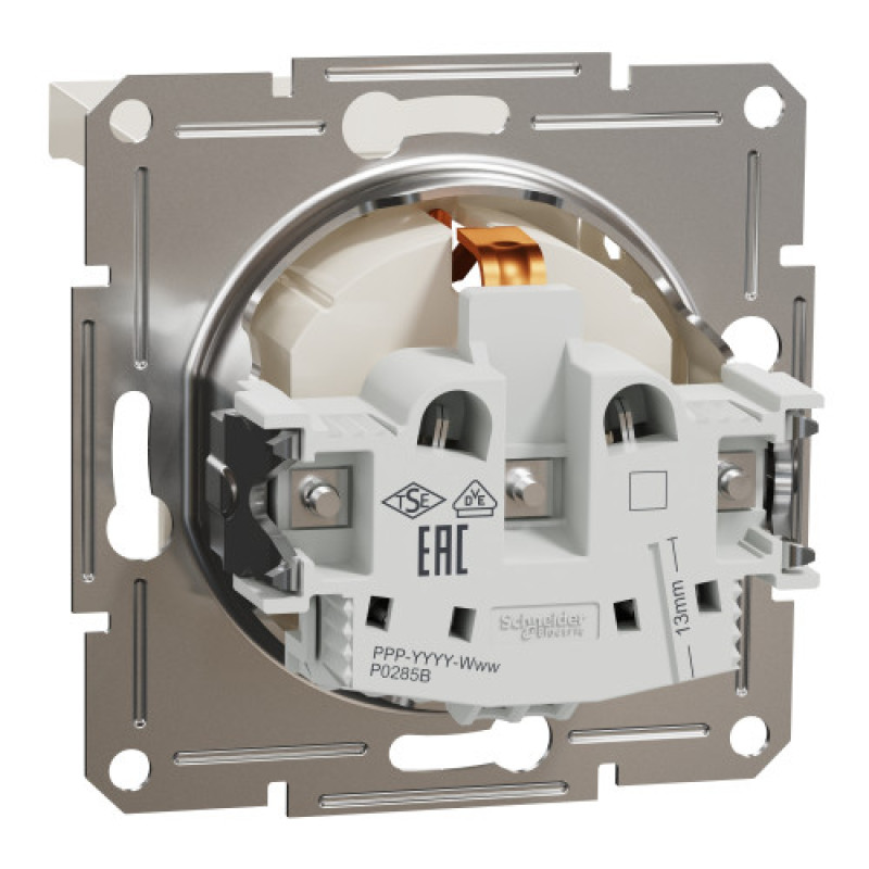 Розетка з заземленням та кришкою без рамки Asfora Schneider Electric крем EPH3170123