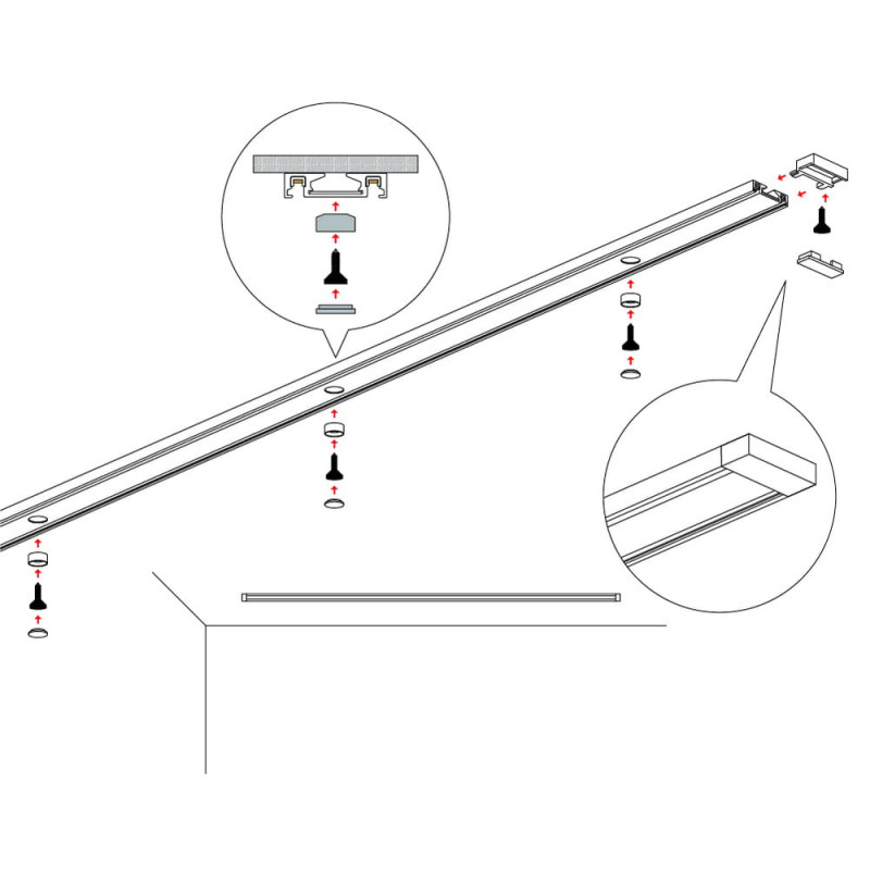 Шинопровод магнитный DTA накладной 2м черный Violux ( 320116 )