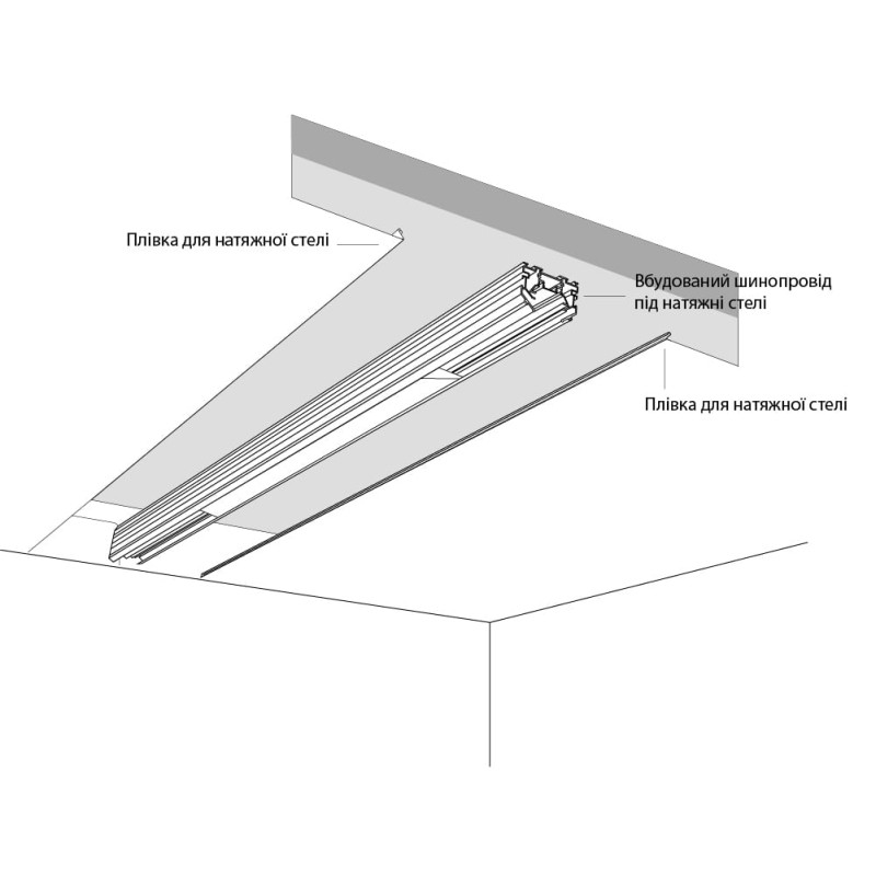 Шинопровод магнитный DTC для натяжных потолков 3м черный Violux ( 320127 )