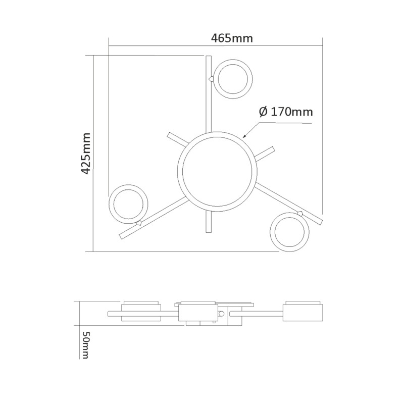 Світильник VIDEX під лампу 3xGX53 накладний з підсвіткою чорний VL-SPF20B-BB