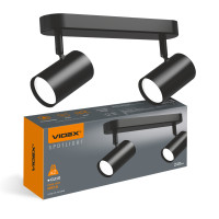 Светильник спот VIDEX под лампу 2xGU10 накладной поворотный черный VL-SPF05B-BPB