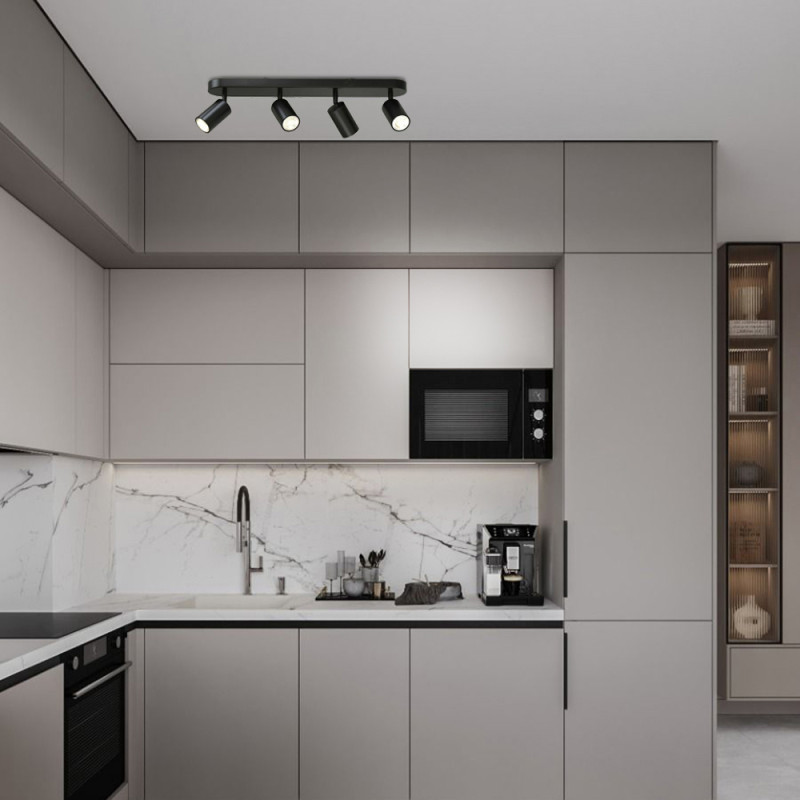 Світильник спот VIDEX під лампу 4xGU10 накладний поворотний чорний VL-SPF05B-WPB