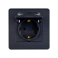 Розетка Nilson Selene антрацит 1-я с заземлением с крышкой ( 23362518 )