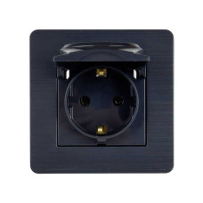Розетка Nilson Selene антрацит 1-я с заземлением с крышкой ( 23362518 )