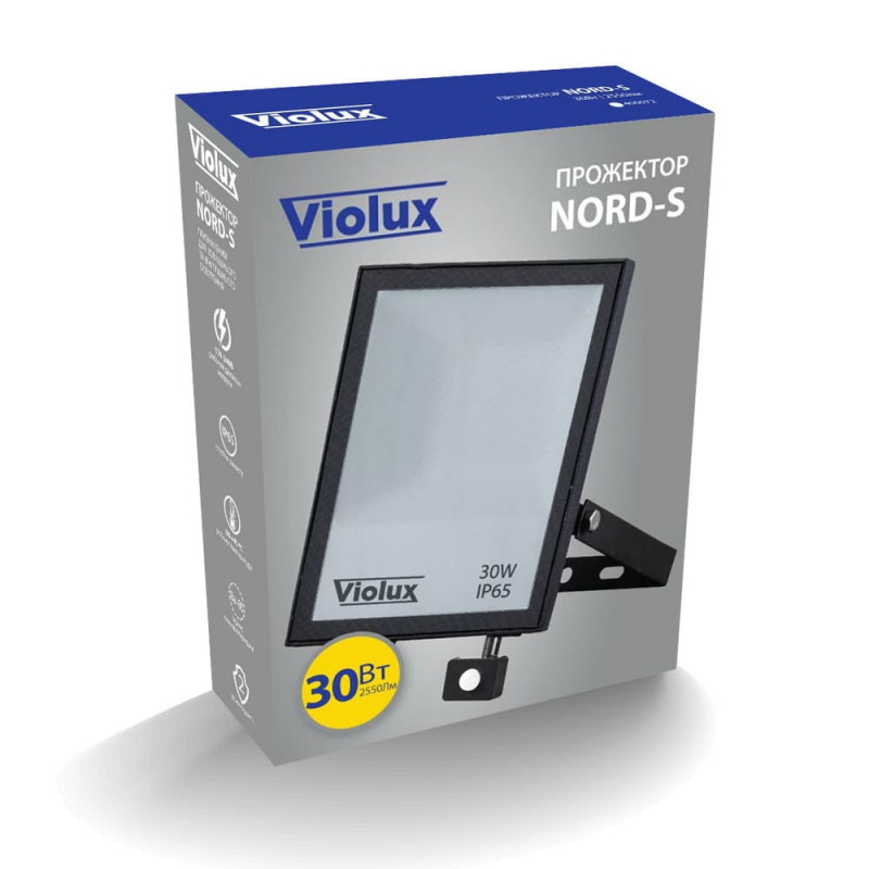 Светодиодный прожектор VIOLUX NORD-S 30W 2550 lm 6000 k IP65 с датчиком движения 400072