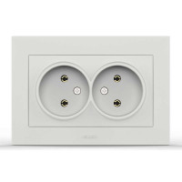 Розетка двойная без заземления ELBI VEGA белый матовый (510-016200-908/230-908)