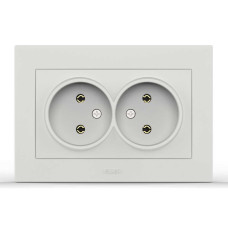Розетка двойная без заземления ELBI VEGA белый матовый (510-016200-908/230-908)