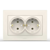 Розетка двойная из заземлениям ELBI VEGA белый (510-010230-907)