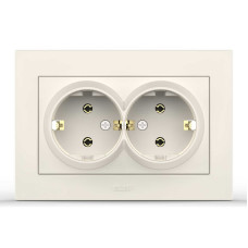 Розетка двойная из заземлениям ELBI VEGA белый (510-010230-907)