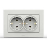 Розетка двійна із заземленням ELBI VEGA білий матовий (510-016200-907/230-907)