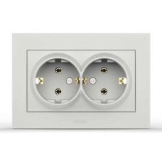Розетка двойная с заземлением ELBI VEGA белый матовый (510-016200-907/230-907)