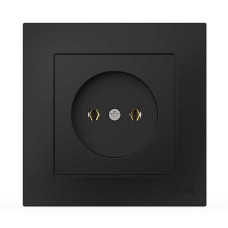 Розетка одинарная без заземления ELBI VEGA матовый черный (510-014800-215)