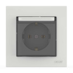 Розетка одинарная с заземлением и крышкой ELBI VEGA белый матовый (510-016200-218)