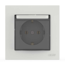 Розетка одинарная с заземлением и крышкой ELBI VEGA белый матовый (510-016200-218)