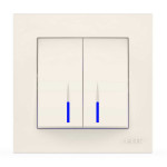 Выключатель двухклавишный с подсветкой ELBI VEGA белый (510-010200-203)