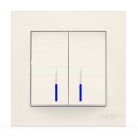 Выключатель двухклавишный с подсветкой ELBI VEGA белый (510-010200-203)