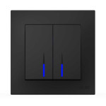 Выключатель двухклавишный с подсветкой ELBI VEGA черный матовый (510-014800-203)