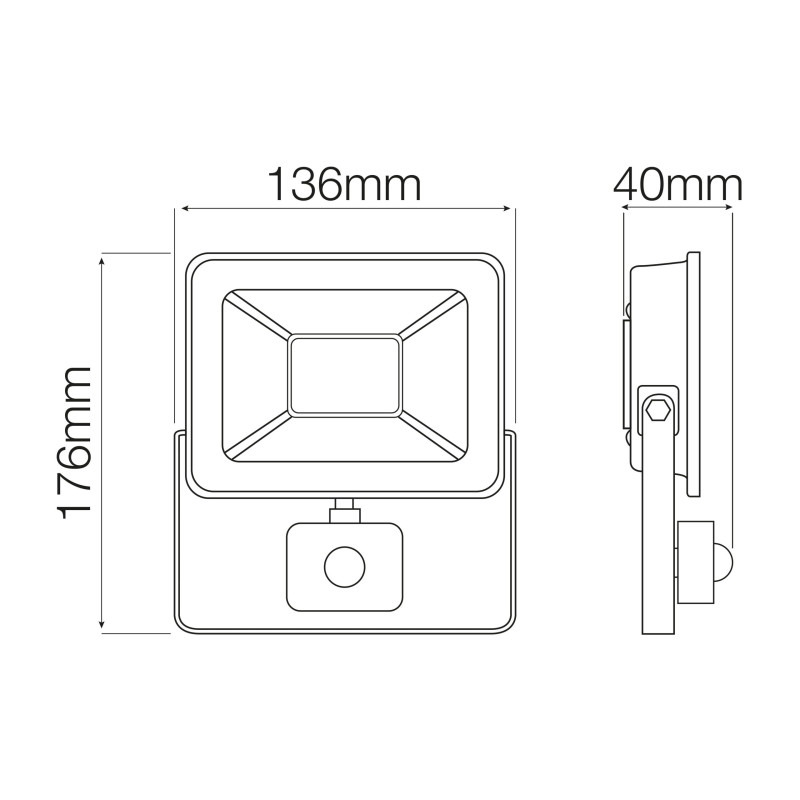 Прожектор светодиодный с датчиком движения 30W 6400K 2400Lm 220-240V IP65 PARS/S-30 068-009-0030-010
