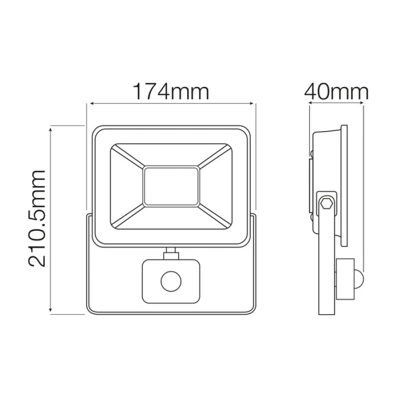 Прожектор світлодіодний з датчиком руху 50W 6400K 4000Lm 175-250V IP65 ASLAN/S-50 068-011-0050-010