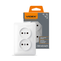Розетка двомісна б/з VIDEX BINERA біла (VF-BNSK2-W)