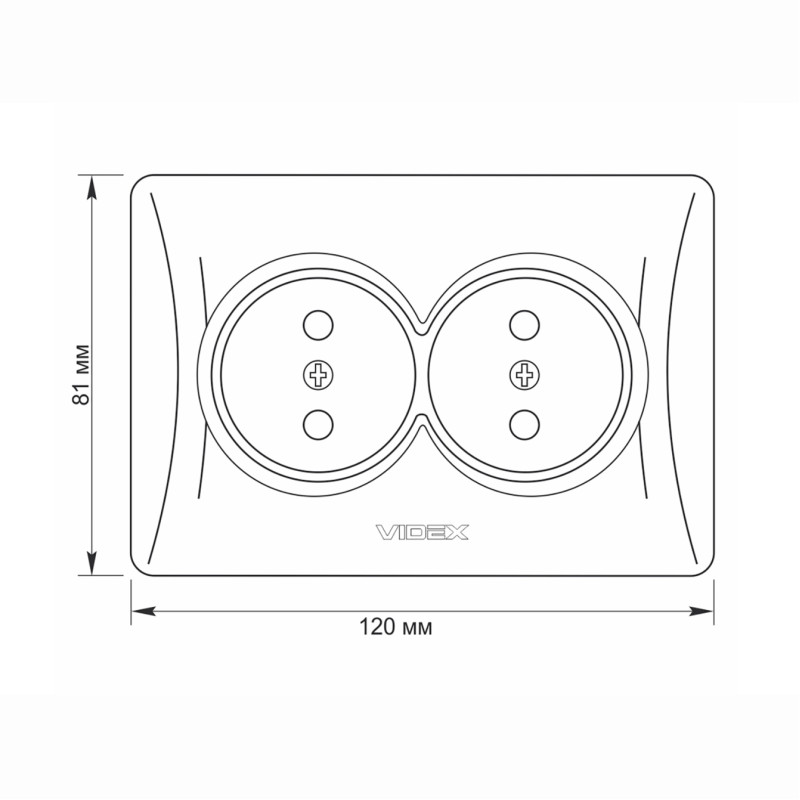 Розетка двомісна б/з VIDEX BINERA біла (VF-BNSK2-W)