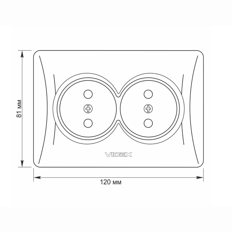 Розетка двомісна б/з VIDEX Binera крем (VF-BNSK2-CR)