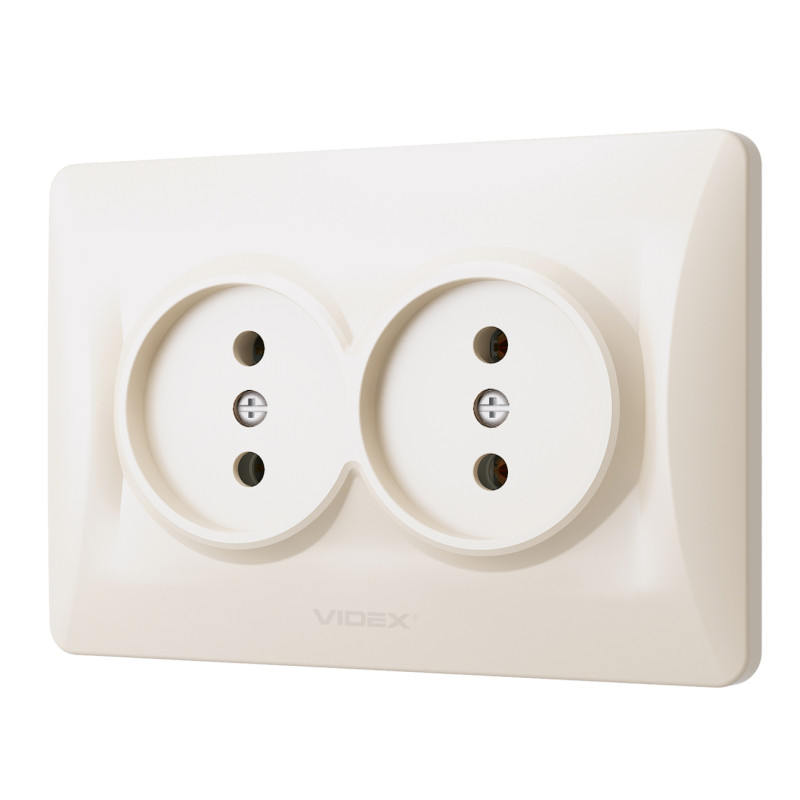 Розетка двомісна б/з VIDEX Binera крем (VF-BNSK2-CR)