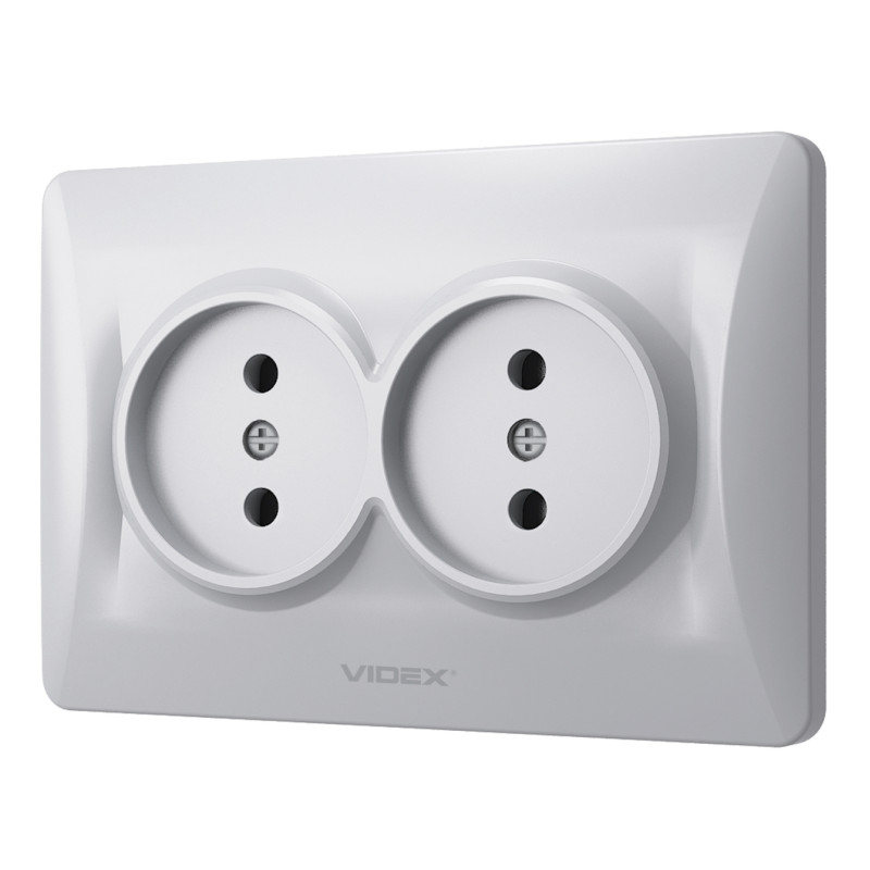 Розетка двомісна б/з VIDEX Binera срібний шовк (VF-BNSK2-SS)