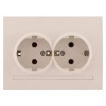 Розетка двухмесная с/з LEZARD Deriy крем 702-0303-127B